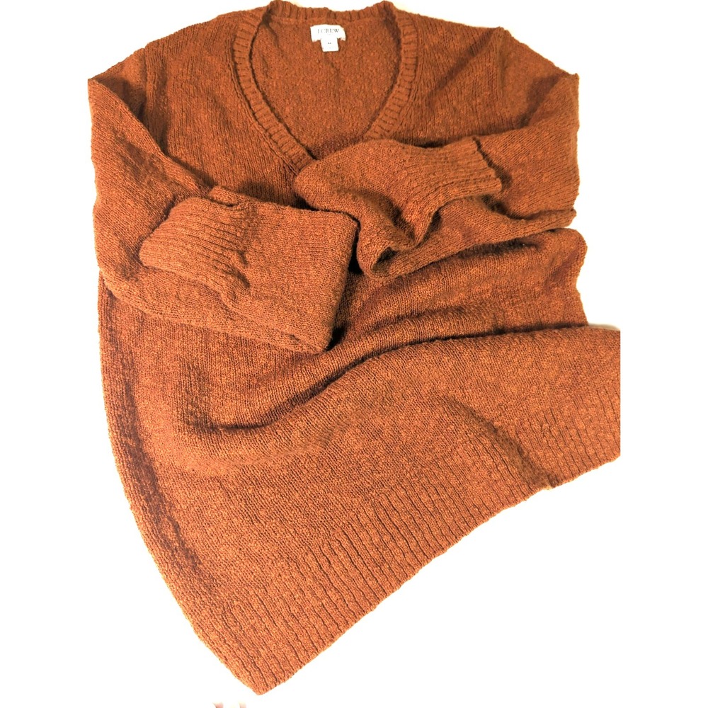 J.Crew Pullover Sweater Women M Boucle Knit V Neck Cotton Blend Academia Preppy